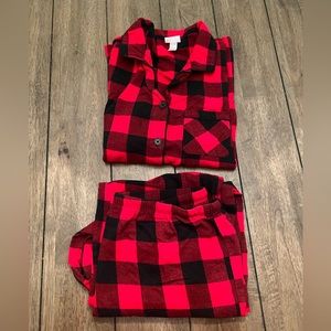 Buffalo plaid flannel womens  pajama set size M